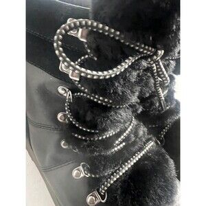 UGG Viki Waterproof Winter Boots Women Sz 7.5 Black Shearling Leather Vibram S14